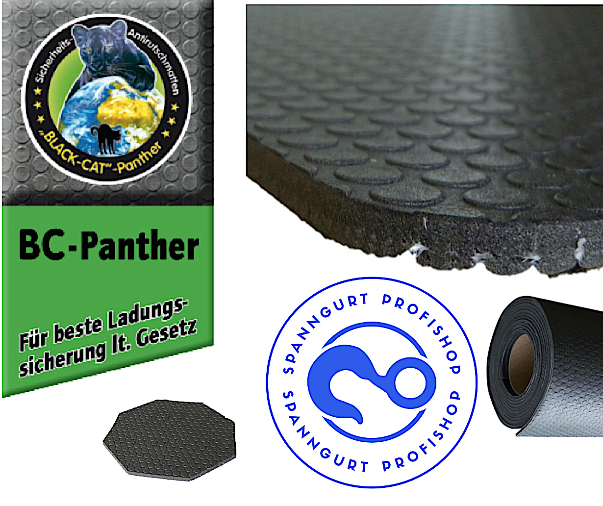 Blackcat Panther Antirutschmatten 8-Kant Lasi-Pad 15cm x 15cm